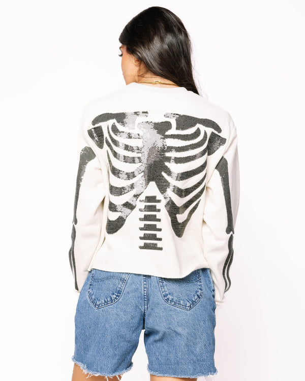 Ivory & Black Skeleton Sweatshirt- (Women's)