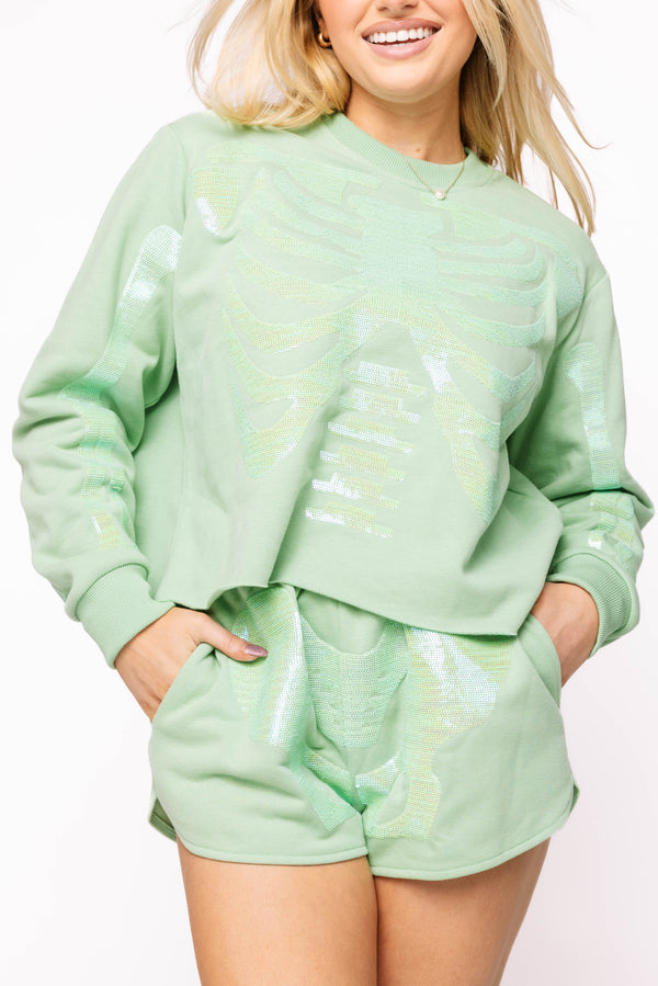 Light Green Tonal Skeleton Short- (Women's)