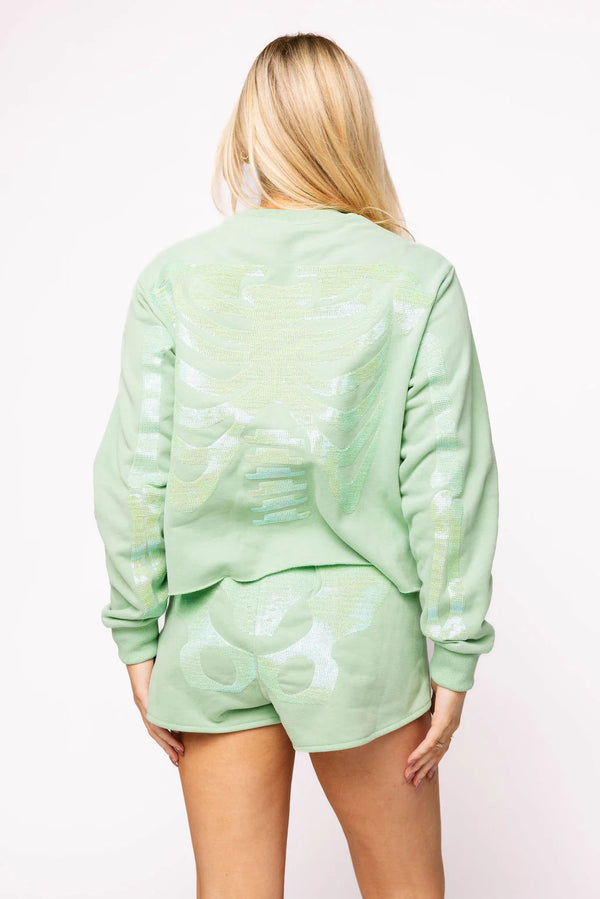 Light Green Tonal Skeleton Sweatshirt- (Women's)