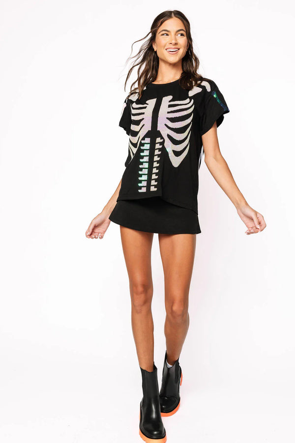 Black & White Skeleton Tee- (Women's)