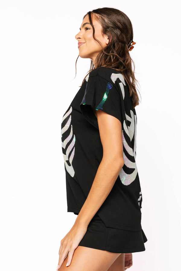 Black & White Skeleton Tee- (Women's)