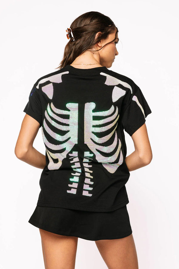 Black & White Skeleton Tee- (Women's)