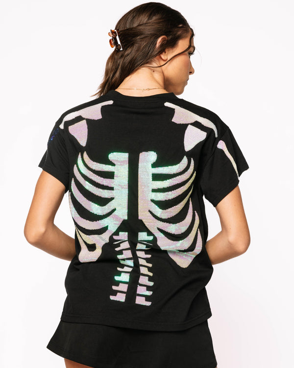Black & White Skeleton Tee- (Women's)
