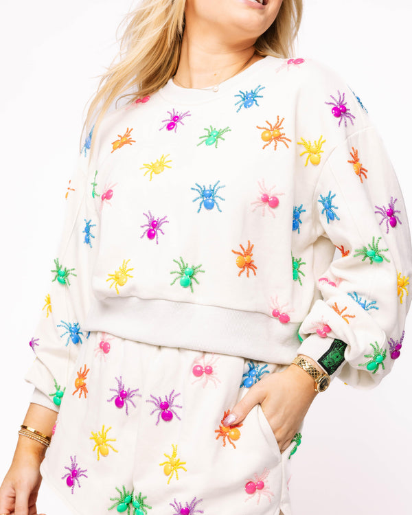 Ivory Multi Beaded Spider Sweatshirt- (Women's)