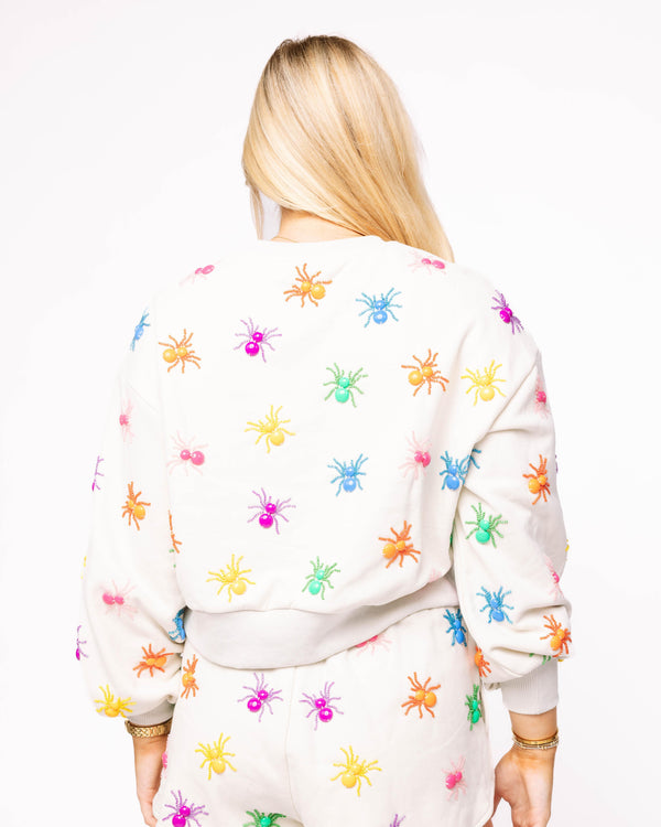 Ivory Multi Beaded Spider Sweatshirt- (Women's)