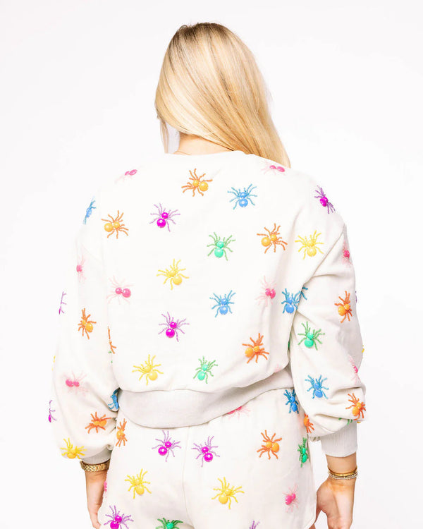 Ivory Multi Beaded Spider Sweatshirt- (Women's)