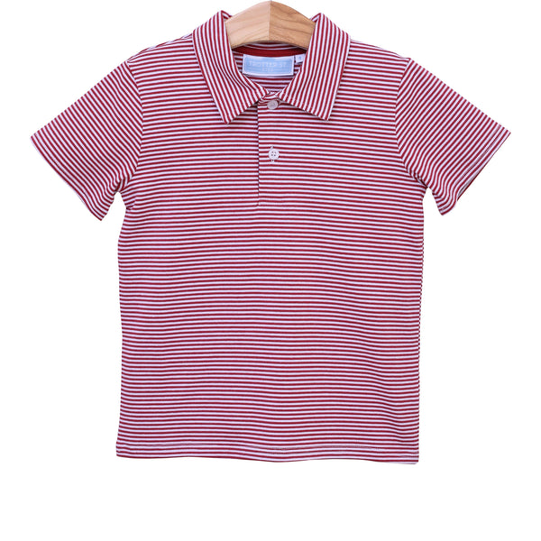 Henry Game Day Polo- Crimson Stripe