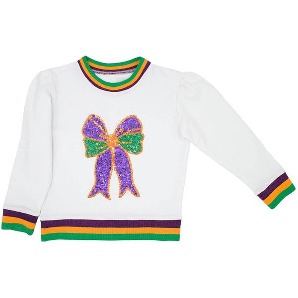 Sequin Bow Shirt- Mardi Gras