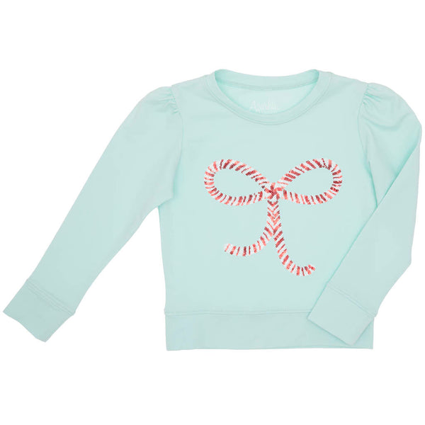 Candy Cane Bow in Sequin- Mint Holly