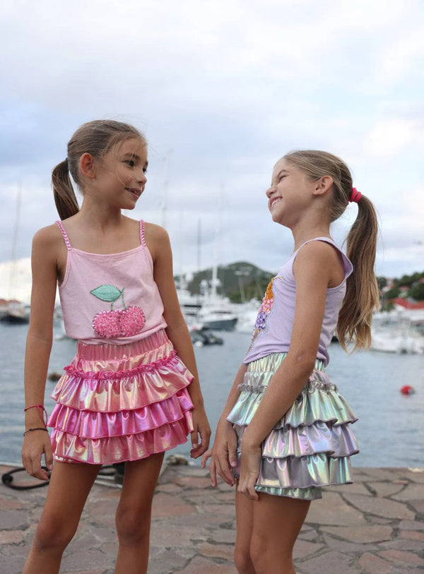 Hologram Ruffle Skort- Pink