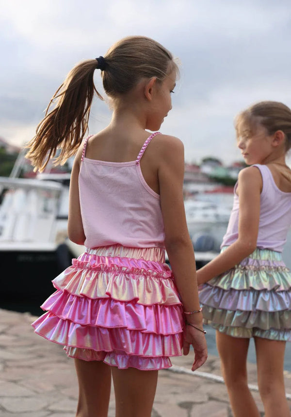 Hologram Ruffle Skort- Pink