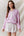 French Terry Ditsy Flower Semi-Button Up Top- Pink