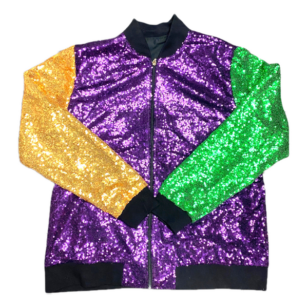Purple, Green, & Gold Sequin Bomber Jacket (Adult's)