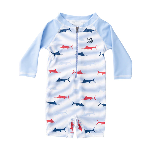 Lil Reef Baby Rashguard Swimsuit- Windsurfer Fish Print