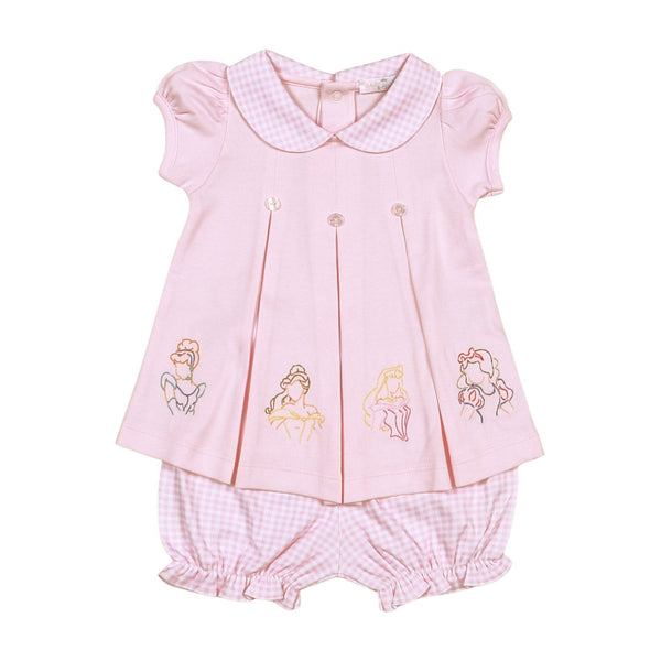 Pink Royal & Charm Scallop Collar Bloomers Set