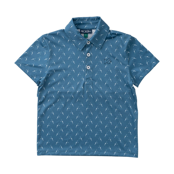 Pro Performance Polo- Copen Blue Fishing Rod Print