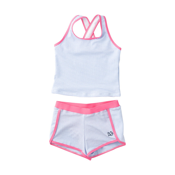 Seaside Tankini Set- Marina Seersucker