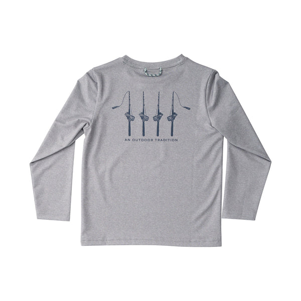 Pro Performance LS Fishing Rod Shirt- Heather Gray