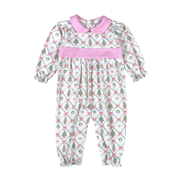 Christmas Trees Scallop Collar Romper
