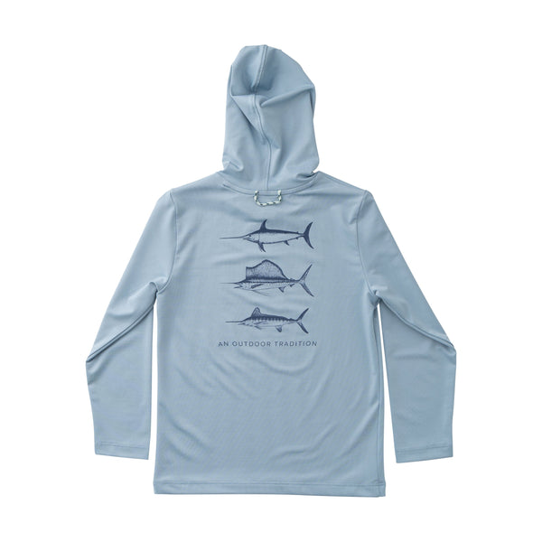 Pro Performance Billfish Hoodie Shirt- Ashley Blue