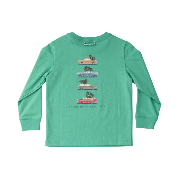 LS Vintage Christmas Car Shirt- Green Spruce