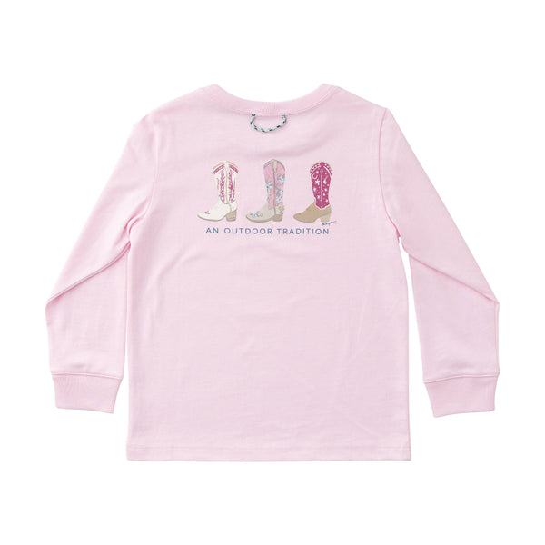 LS Cowboy Boots Shirt- Pink Tulle