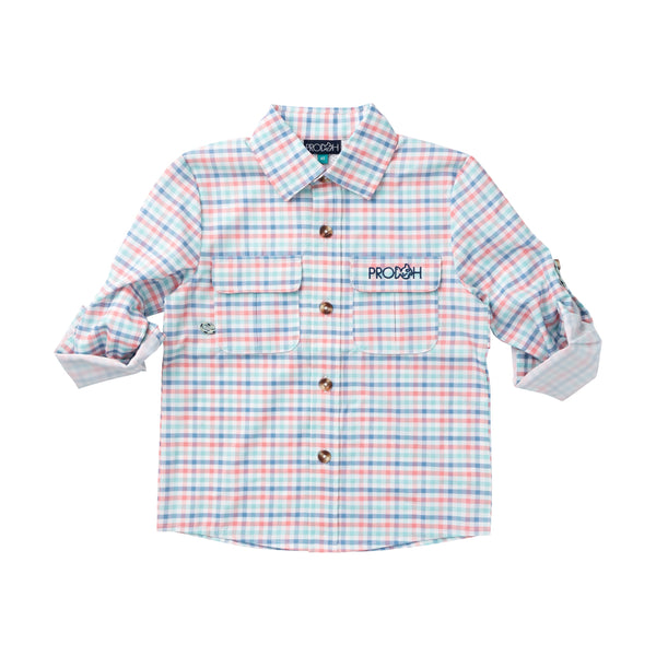 Founders Fishing Shirt- Strawberry Ice Tide Point Plaid