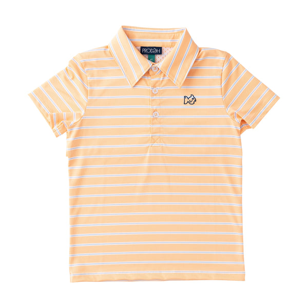 Boys' Short Sleeve Pro Performance Polo- Orange Chiffon Stripe