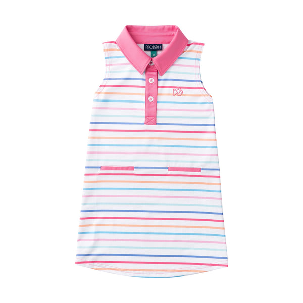 Pro Performance Polo Dress- Kissed Stripe