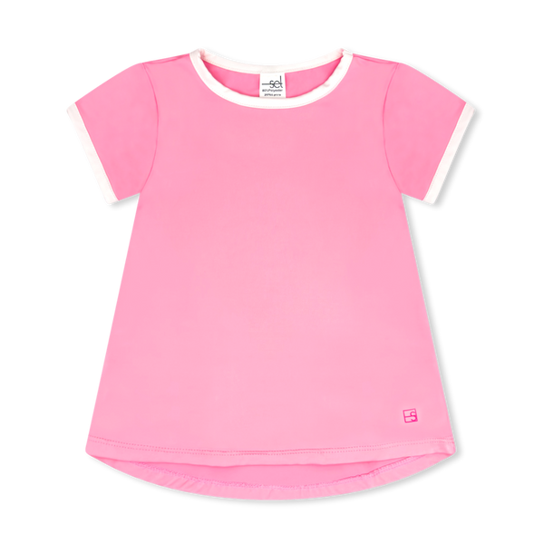 Bridget Basic Tee- Flamingo Pink, Pure Coconut