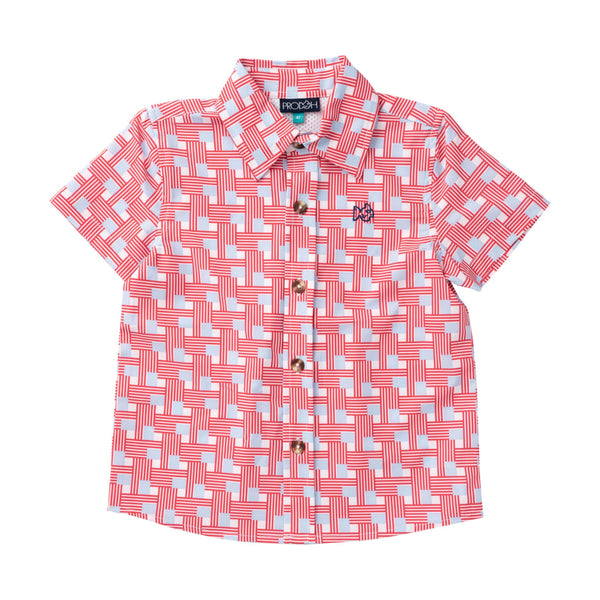 Button Down Shirt- American Flag Plaid