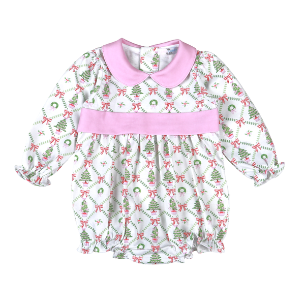 Christmas Trees Scallop Collar Bubble