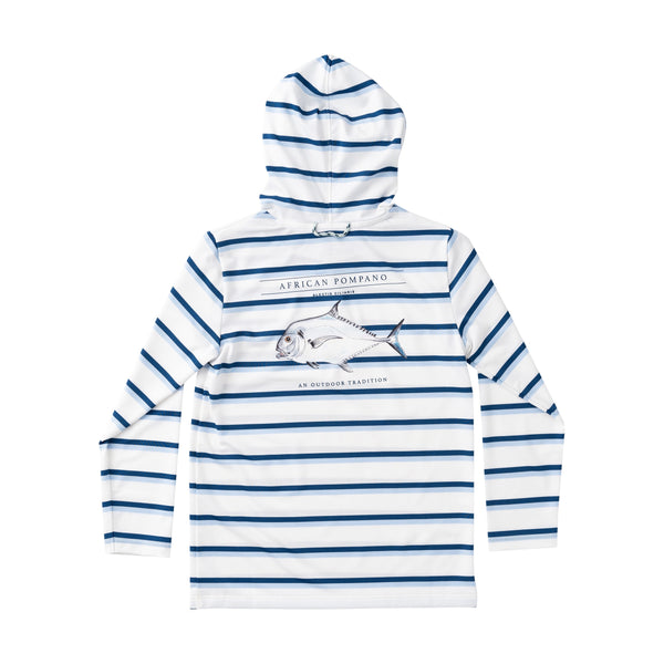 Pro Performance Hoodie T-shirt- Windsurfer Navy Peony Stripe