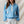 French Terry Ditsy Flower Semi-Button Up Top- Dusty Blue