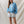 French Terry Ditsy Flower Semi-Button Up Top- Dusty Blue