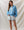 French Terry Ditsy Flower Semi-Button Up Top- Dusty Blue