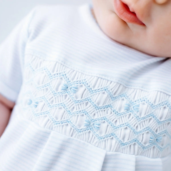 Jacob Smocked Bubble- Light Blue