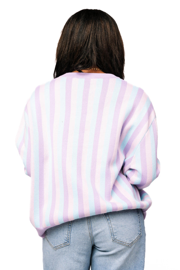Lavender, Blue & Pink Stripe Mahjong Tile Sweater- (Women's)