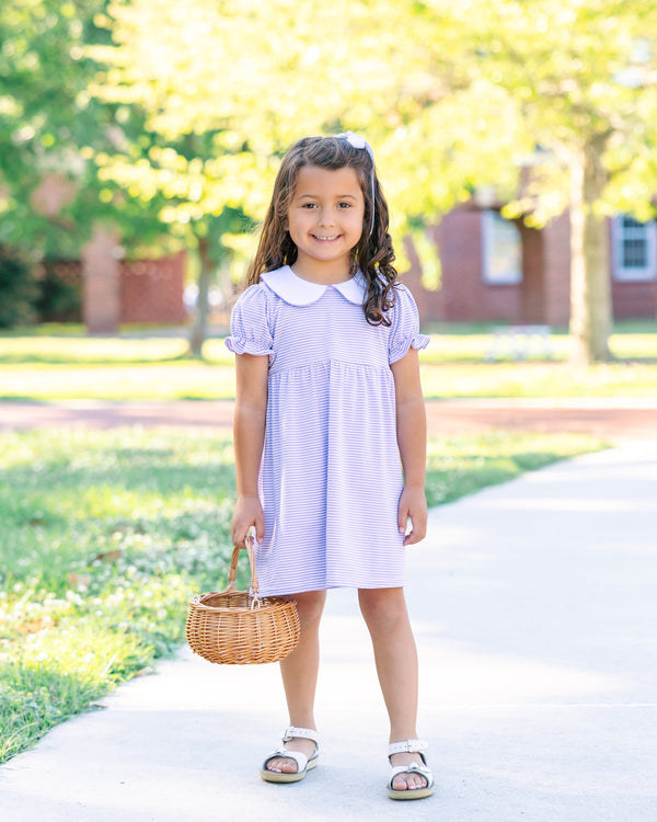 Charlotte Dress- Lavender Stripe