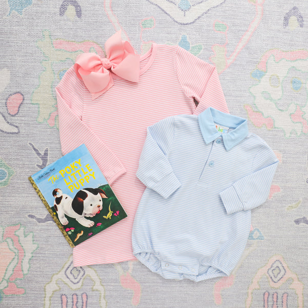 Michael Polo Bubble LS- Light Blue Stripe