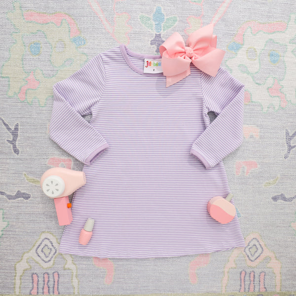 Sarah Dress LS- Lavender Stripe