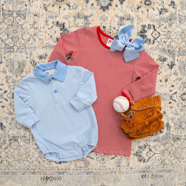 Michael Polo Bubble LS- Cornflower Blue Stripe