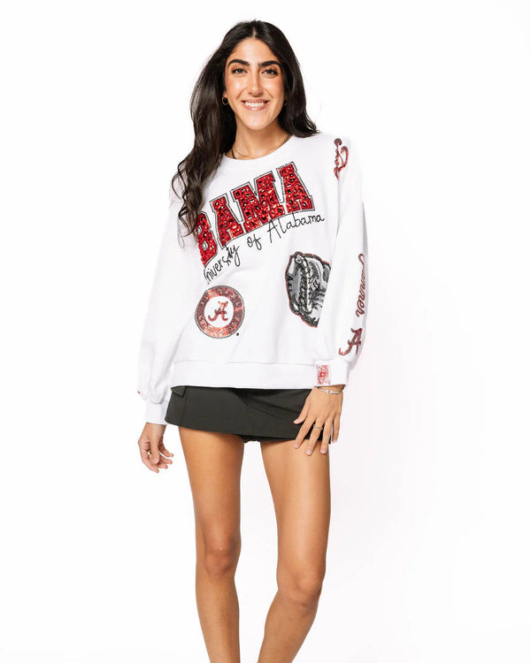 Licensed Alabama Big Icons Scattered All Over Sweatshirt- (Women's)