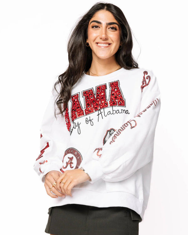 Licensed Alabama Big Icons Scattered All Over Sweatshirt- (Women's)