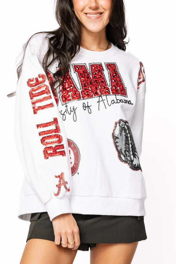 Licensed Alabama Big Icons Scattered All Over Sweatshirt- (Women's)