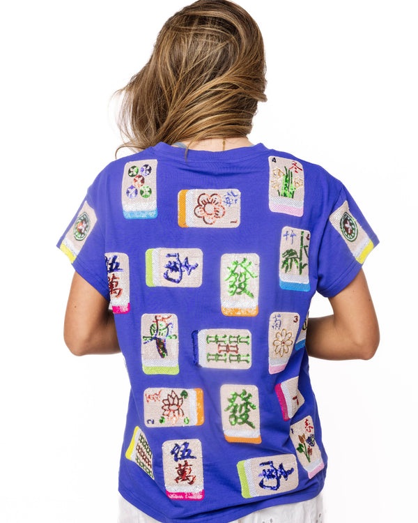 Royal Blue Mahjong Tile Tee- (Women's)