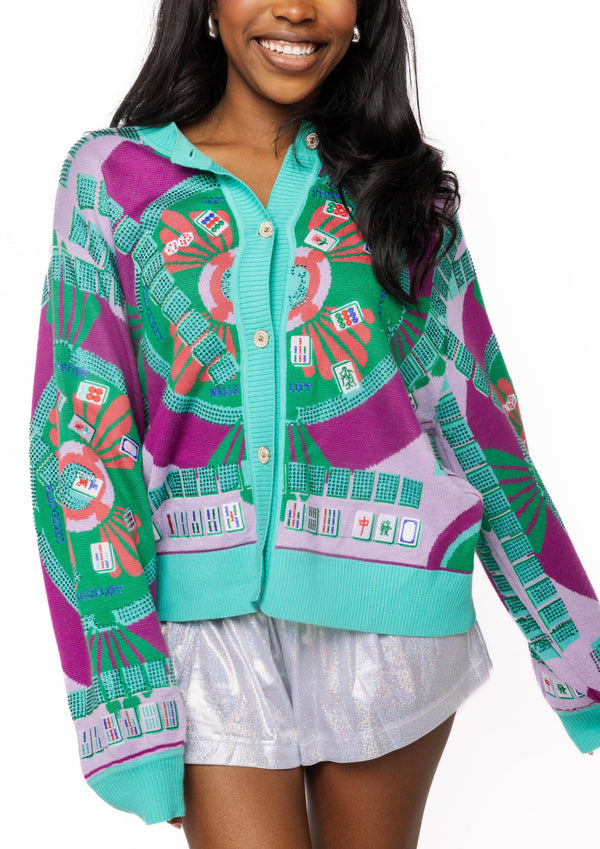 Multi Mahjong Button Up Cardigan- (Women's)