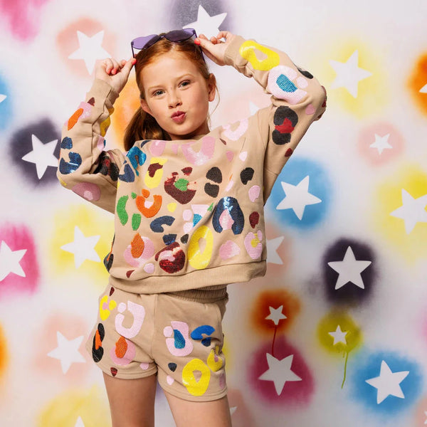 Multi Leopard Sweatshirt- Tan