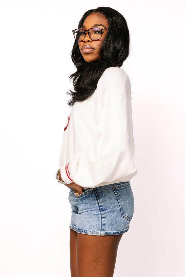 Licensed Alabama V Neck Striped Cuff Sweater-(Women's)