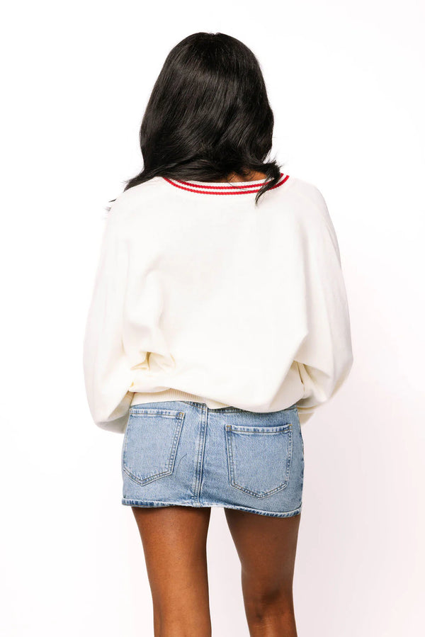 Licensed Alabama V Neck Striped Cuff Sweater-(Women's)